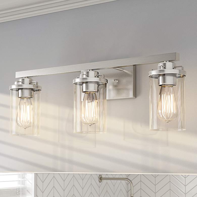 Image 1 Jedrek 24" Wide Brushed Nickel 3-Light Vanity Bath Light