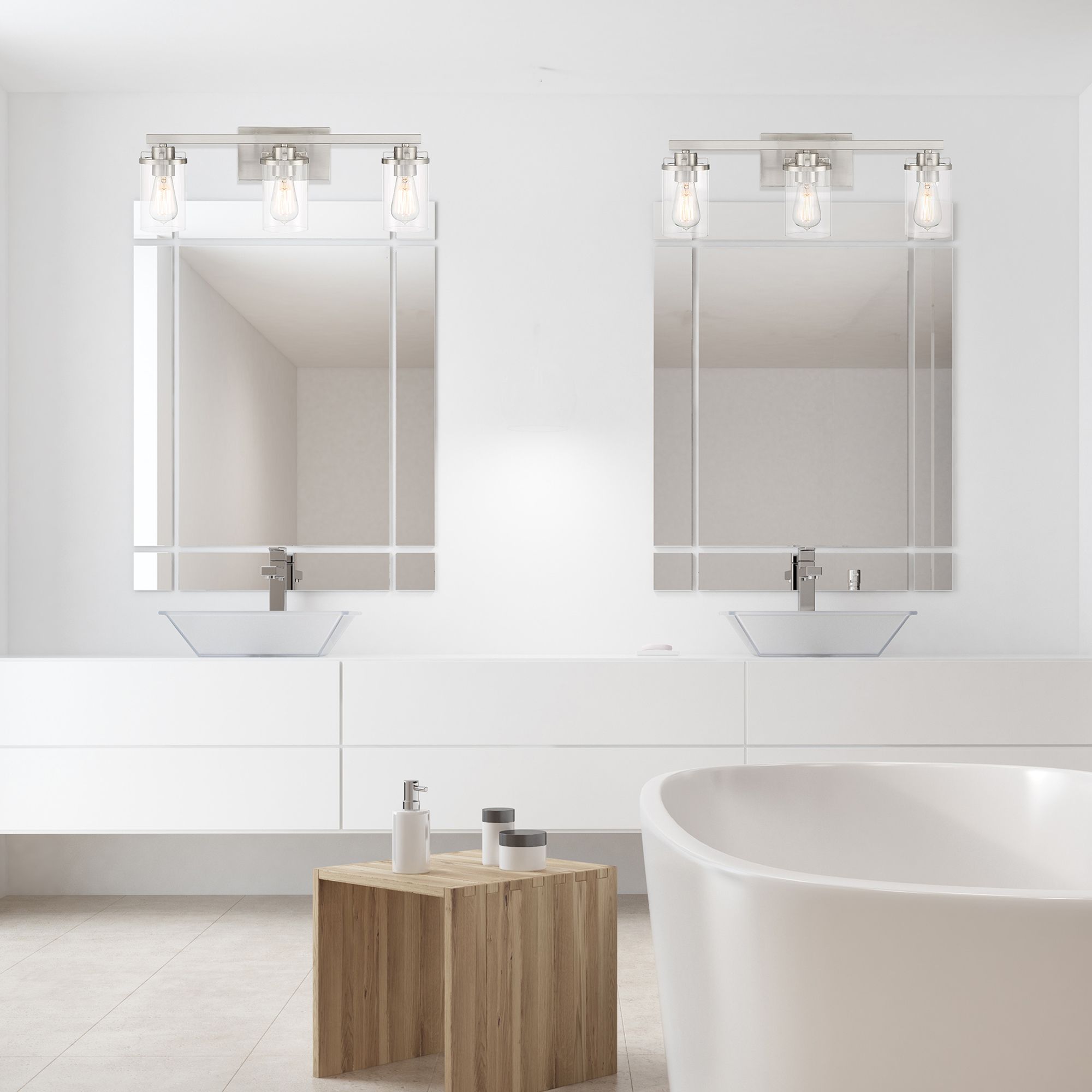 Jedrek 24" Wide Brushed Nickel 3-Light Vanity Bath Light