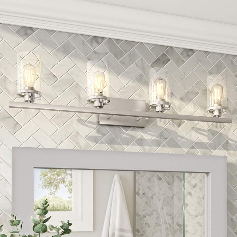 Image 1 Jedrek 33 3/4" Wide Brushed Nickel 4-Light Vanity Bath Light