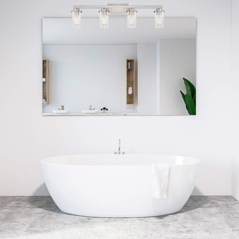Image 5 Jedrek 33 3/4" Wide Brushed Nickel 4-Light Vanity Bath Light more views