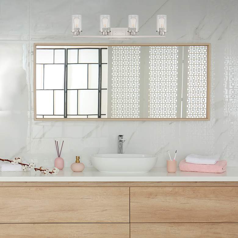 Image 6 Jedrek 33 3/4" Wide Brushed Nickel 4-Light Vanity Bath Light more views