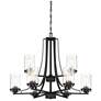 Jedrek 33" Wide 9-Light Tiered Glass and Black Finish Chandelier
