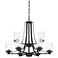 Jedrek 33" Wide 9-Light Tiered Glass and Black Finish Chandelier