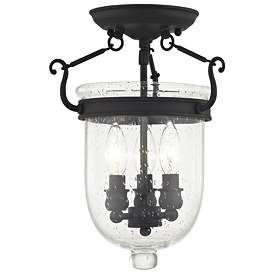 Image1 of Jefferson 10-in W Black Clear Glass Semi-Flush Mount Light