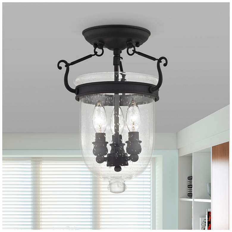 Image 1 Jefferson 10-in W Black Clear Glass Semi-Flush Mount Light