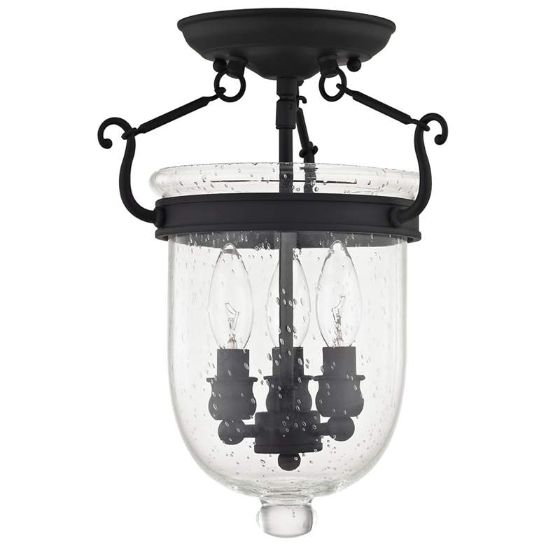 Image 3 Jefferson 10-in W Black Clear Glass Semi-Flush Mount Light more views