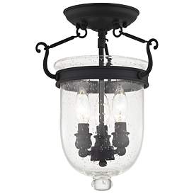 Image4 of Jefferson 10-in W Black Clear Glass Semi-Flush Mount Light more views