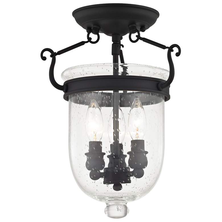 Image 4 Jefferson 10-in W Black Clear Glass Semi-Flush Mount Light more views