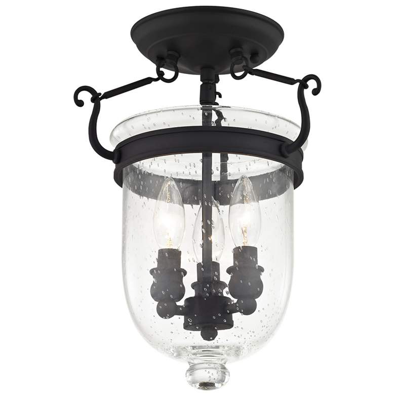 Image 5 Jefferson 10-in W Black Clear Glass Semi-Flush Mount Light more views