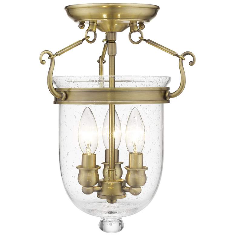 Image 1 Jefferson 10" Wide Antique Brass 3-Light Ceiling Light
