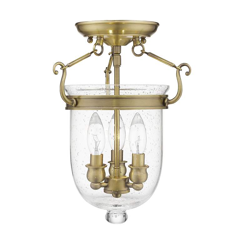 Image 3 Jefferson 10" Wide Antique Brass 3-Light Ceiling Light more views
