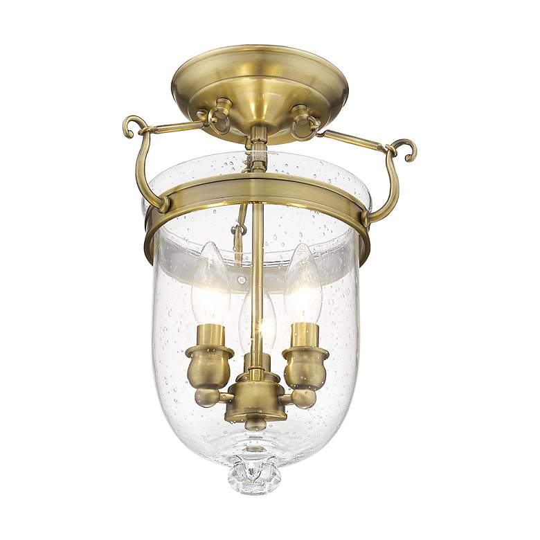 Image 6 Jefferson 10" Wide Antique Brass 3-Light Ceiling Light more views