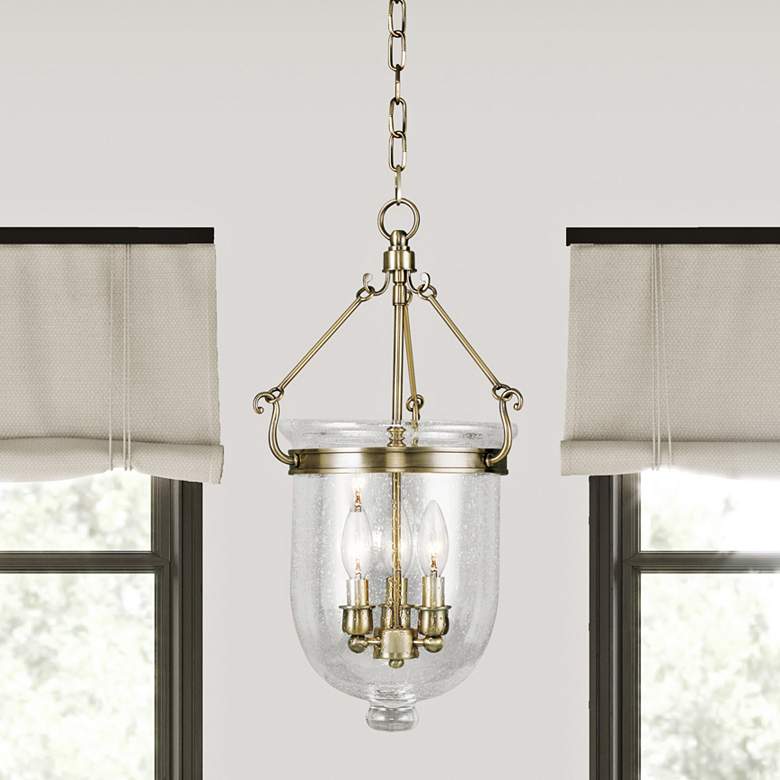 Image 2 Jefferson 10" Wide Antique Brass 3-Light Mini Pendant