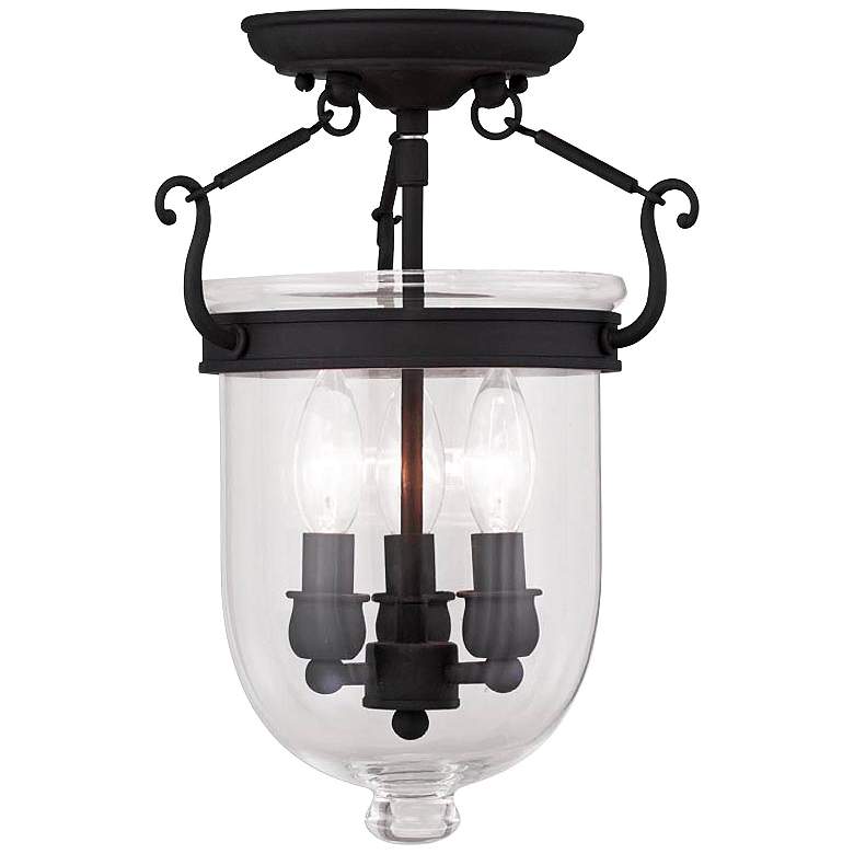 Image 2 Jefferson 10 inch Wide Black 3-Light Bell Jar Ceiling Light