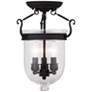 Jefferson 10" Wide Black 3-Light Bell Jar Ceiling Light
