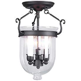 Image2 of Jefferson 10" Wide Bronze 3-Light Bell Jar Ceiling Light