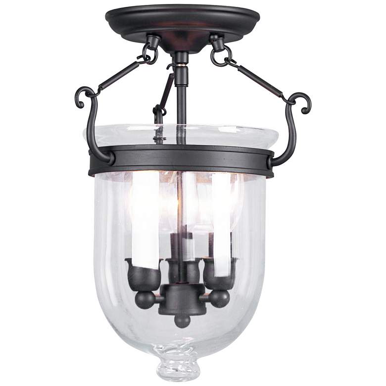 Image 2 Jefferson 10 inch Wide Bronze 3-Light Bell Jar Ceiling Light