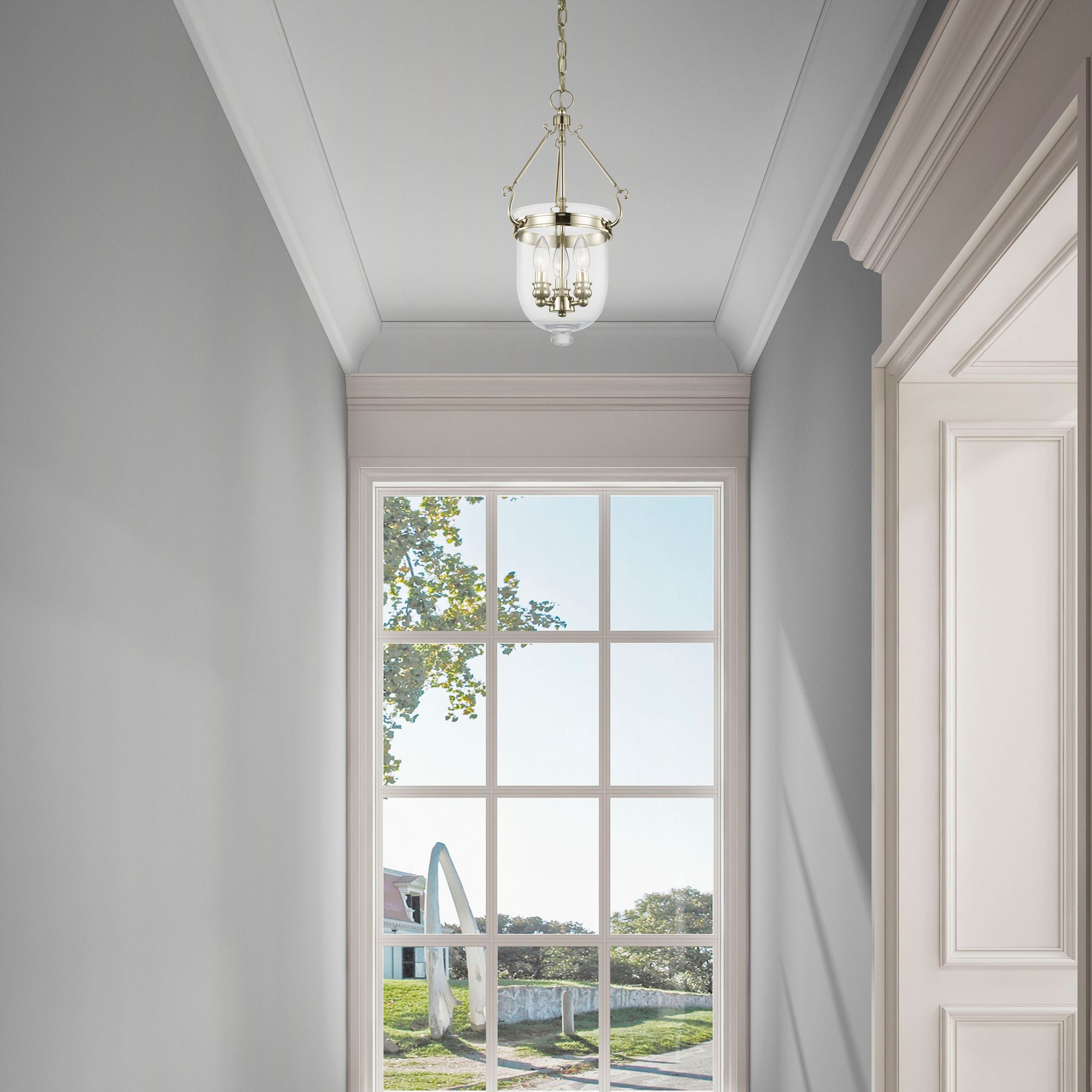 Jefferson 10" Wide Polished Nickel 3-Light Mini Pendant in scene