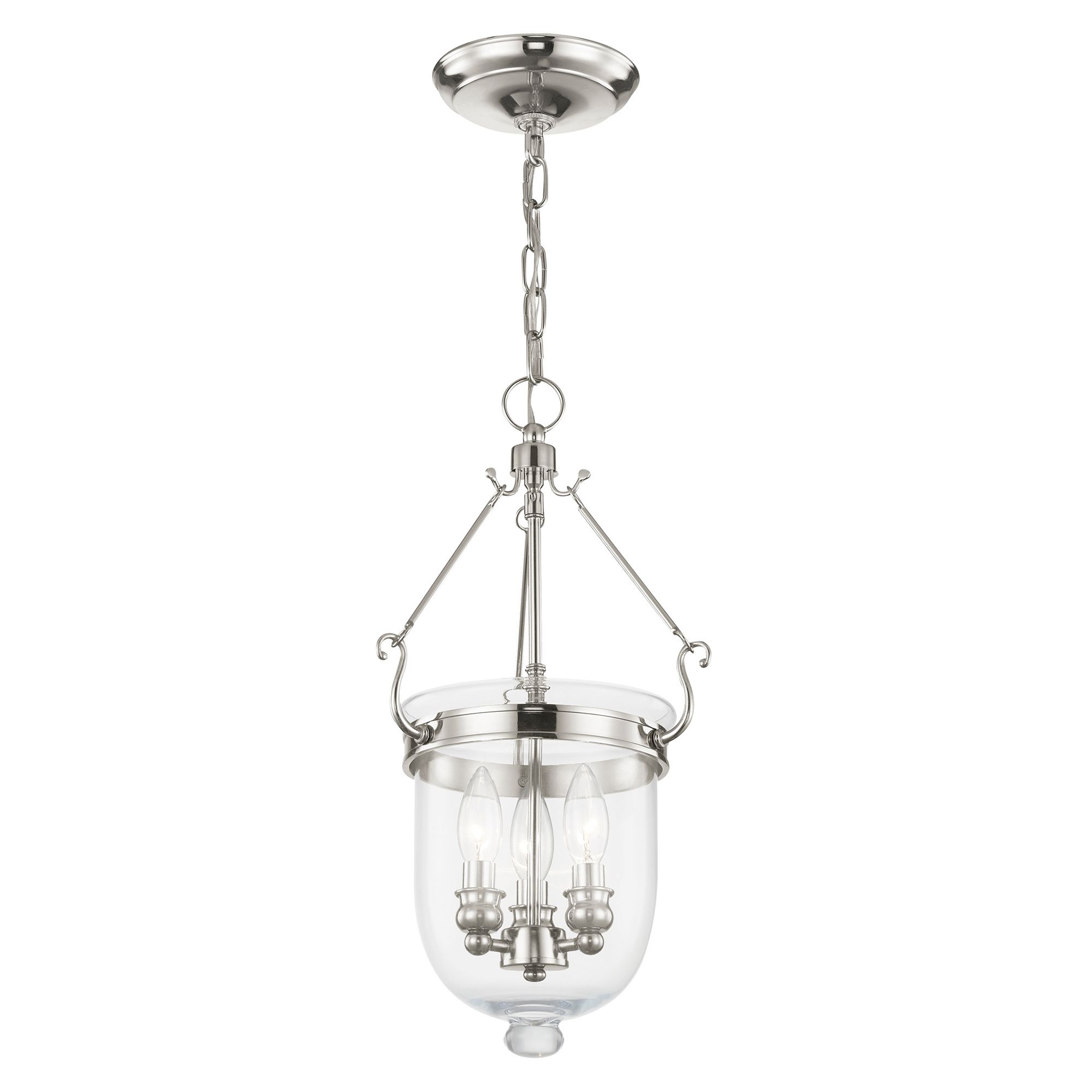 Jefferson 10" Wide Polished Nickel 3-Light Mini Pendant in scene