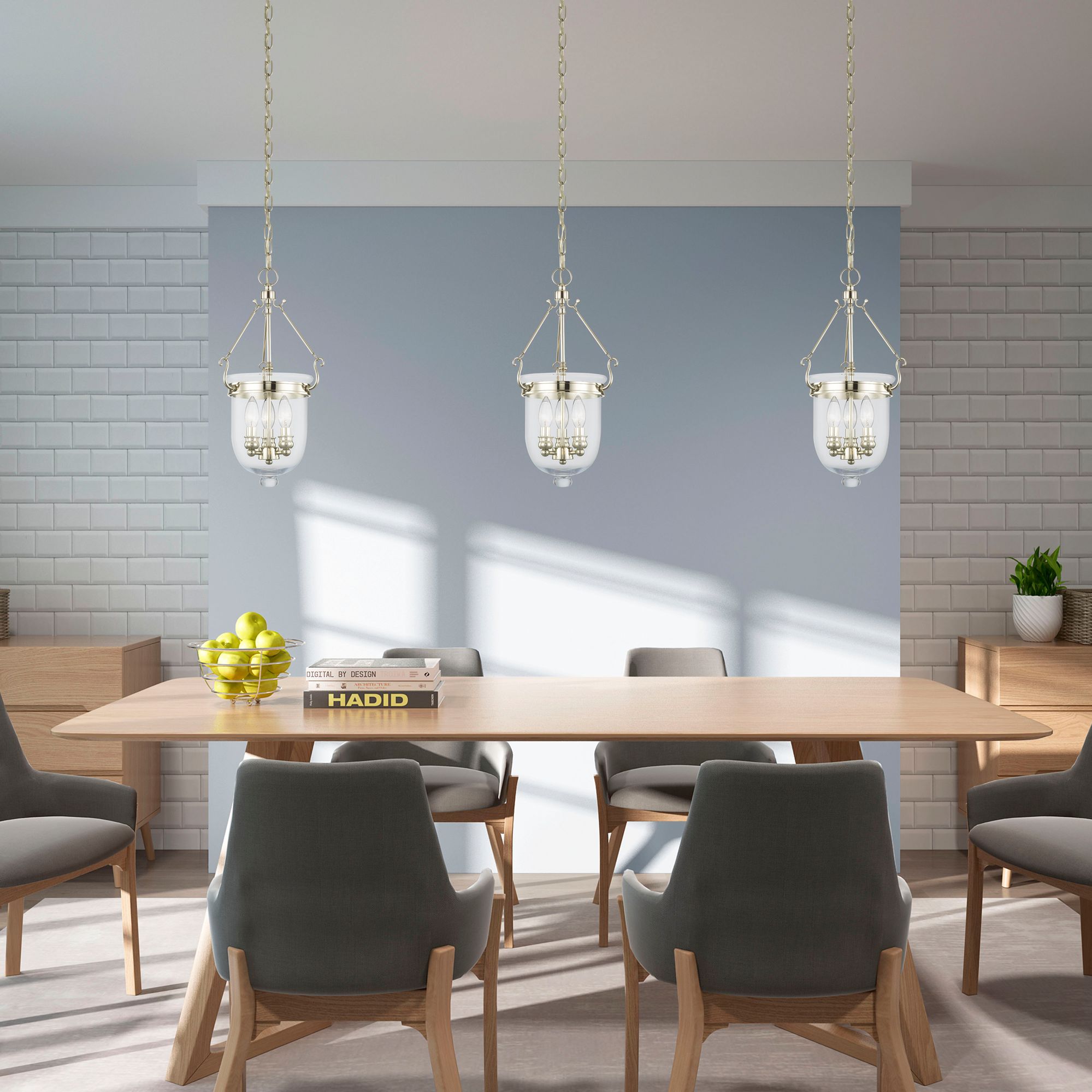 Jefferson 10" Wide Polished Nickel 3-Light Mini Pendant in scene