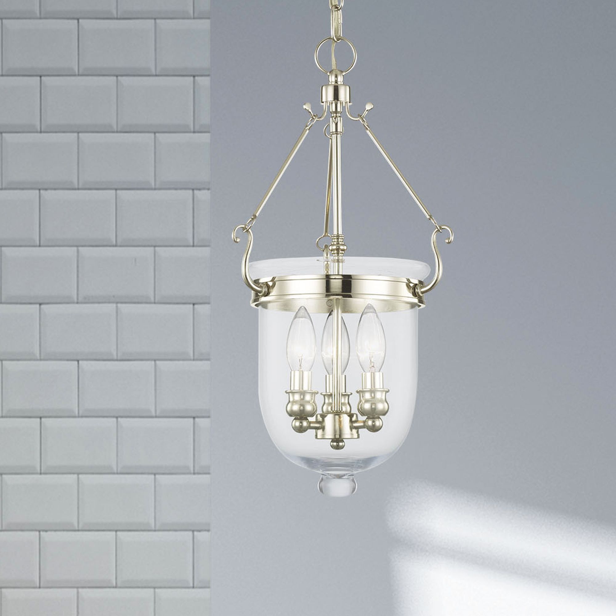 Jefferson 10" Wide Polished Nickel 3-Light Mini Pendant in scene