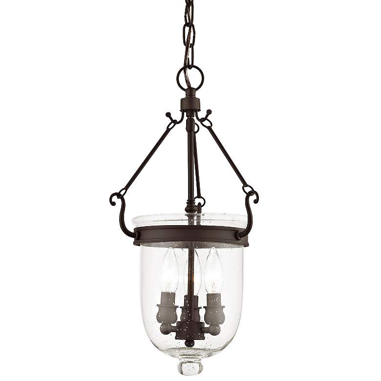 Image 3 Jefferson 10"W Bronze 3-Light Mini Pendant w/ Seeded Glass