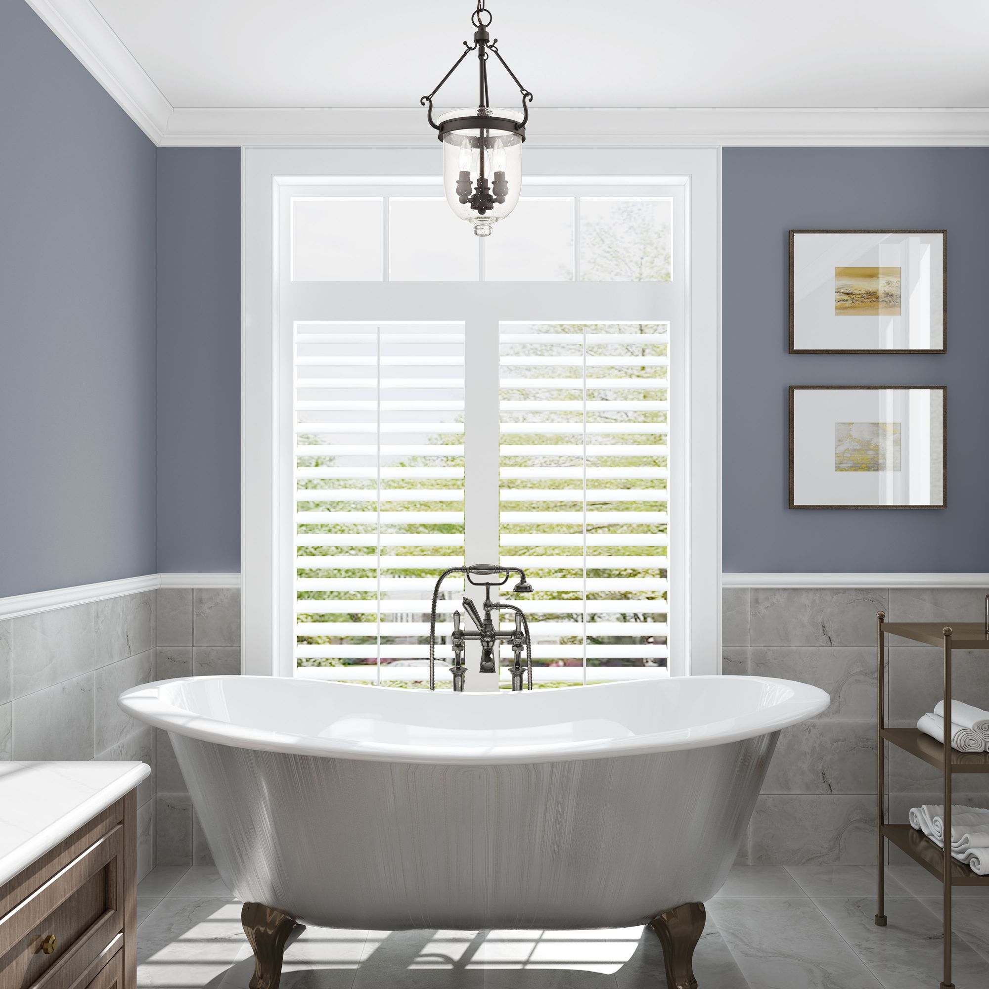 Jefferson 10"W Bronze 3-Light Mini Pendant w/ Seeded Glass in scene