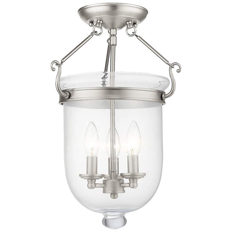 Image 2 Jefferson 12-in W Brushed Nickel Clear Glass Semi-Flush Mount Light