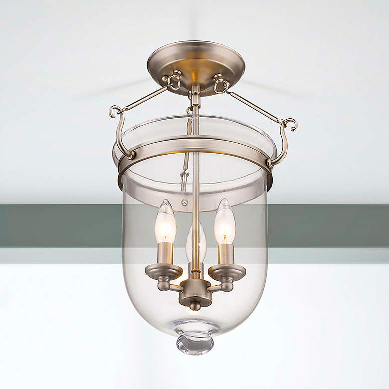 Image 1 Jefferson 12-in W Brushed Nickel Clear Glass Semi-Flush Mount Light