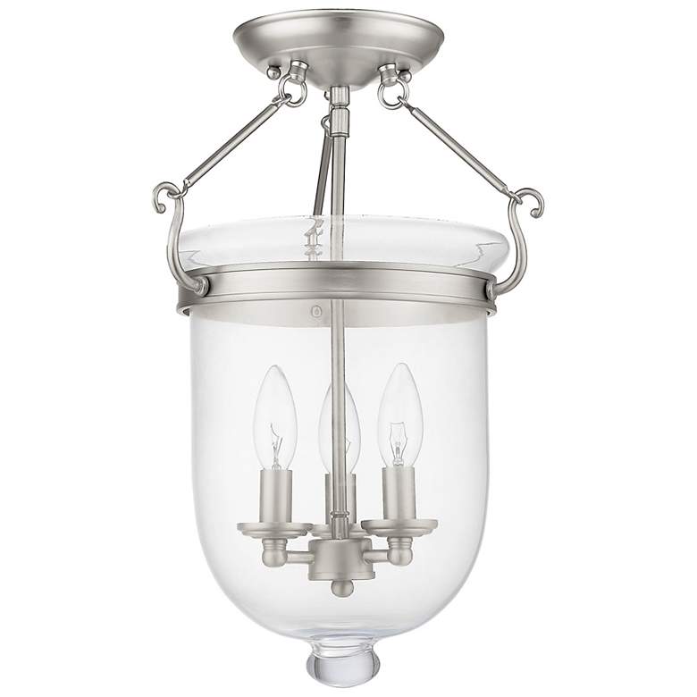 Image 3 Jefferson 12-in W Brushed Nickel Clear Glass Semi-Flush Mount Light more views