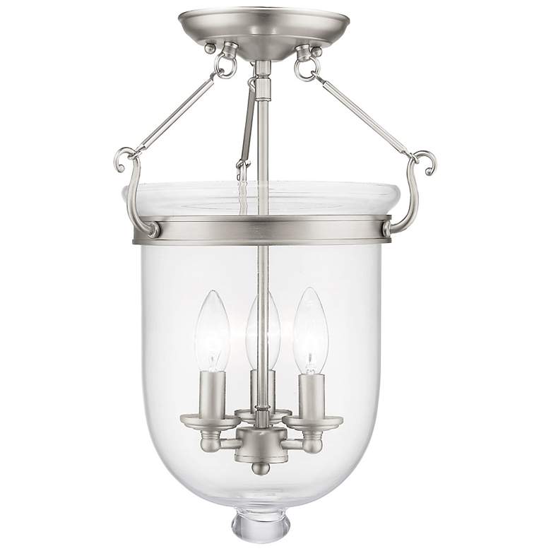 Image 4 Jefferson 12-in W Brushed Nickel Clear Glass Semi-Flush Mount Light more views