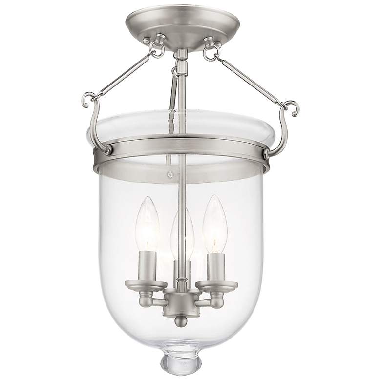 Image 5 Jefferson 12-in W Brushed Nickel Clear Glass Semi-Flush Mount Light more views