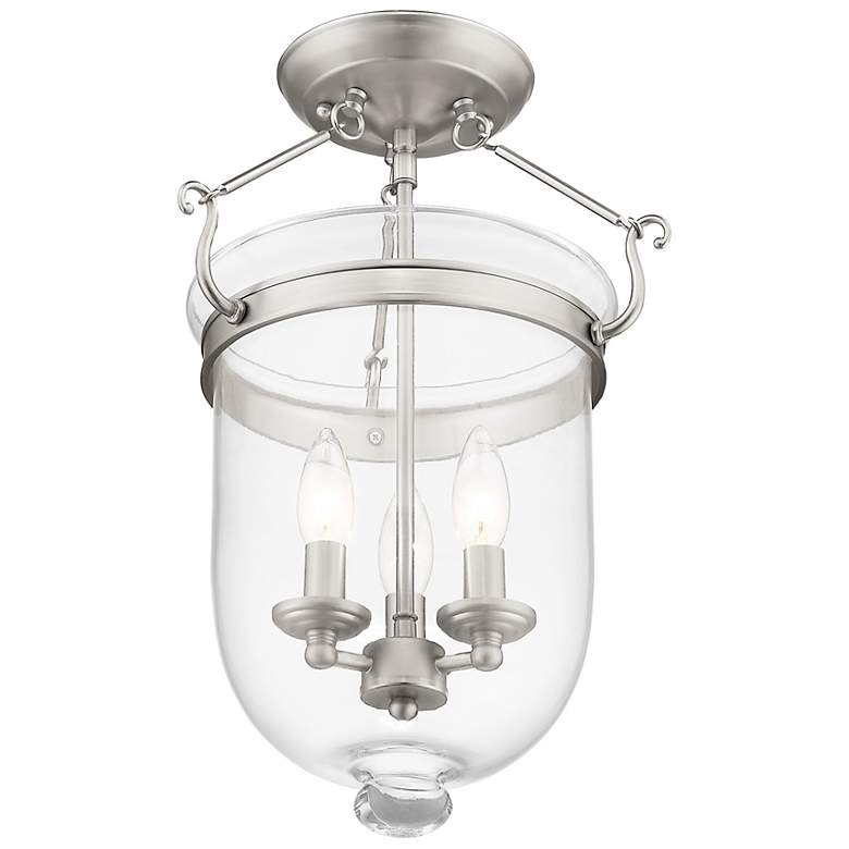 Image 6 Jefferson 12-in W Brushed Nickel Clear Glass Semi-Flush Mount Light more views