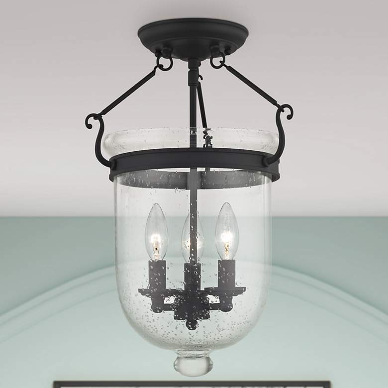 Image 1 Jefferson 12" Wide Black 3-Light Ceiling Light
