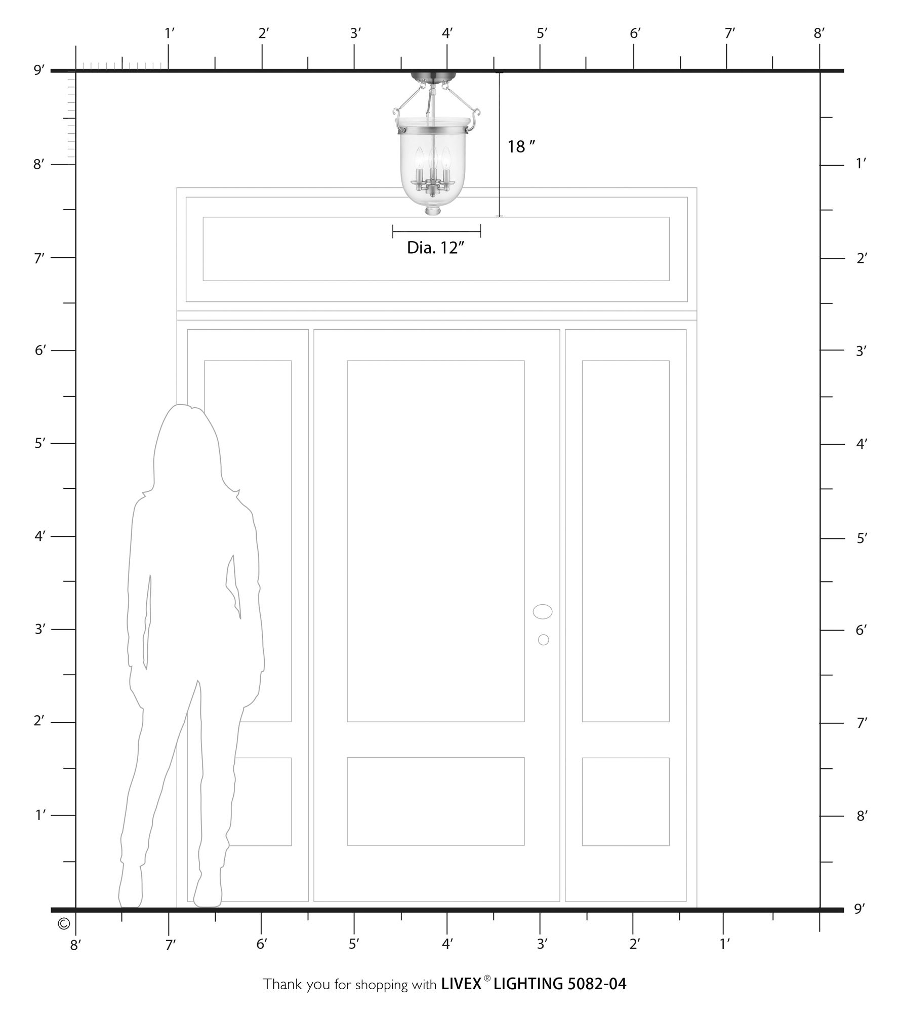 Jefferson 12" Wide Black 3-Light Ceiling Light