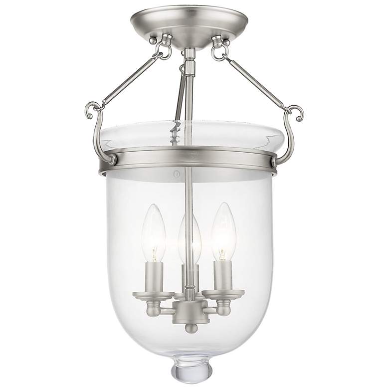Image 2 Jefferson 12" Wide Brushed Nickel 3-Light Ceiling Light