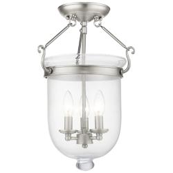 Jefferson 12" Wide Brushed Nickel 3-Light Ceiling Light