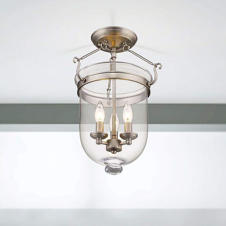 Image 1 Jefferson 12" Wide Brushed Nickel 3-Light Ceiling Light