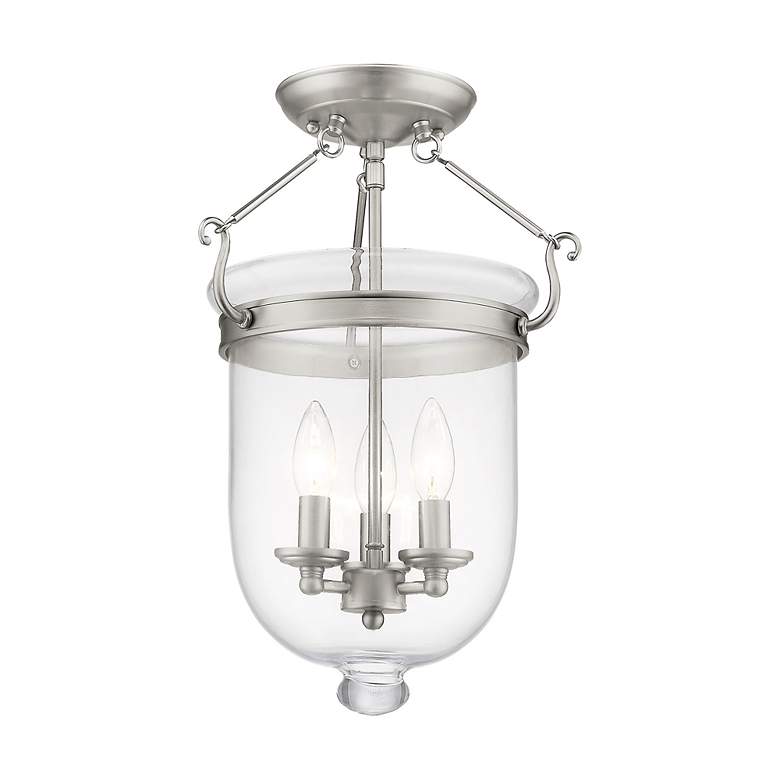 Image 5 Jefferson 12" Wide Brushed Nickel 3-Light Ceiling Light more views