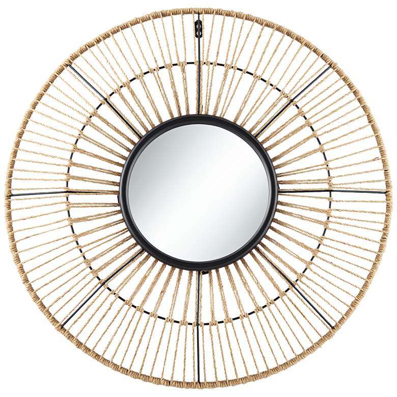 Image 2 Jefferson Natural and Black 27 1/2" Round Wall Mirror