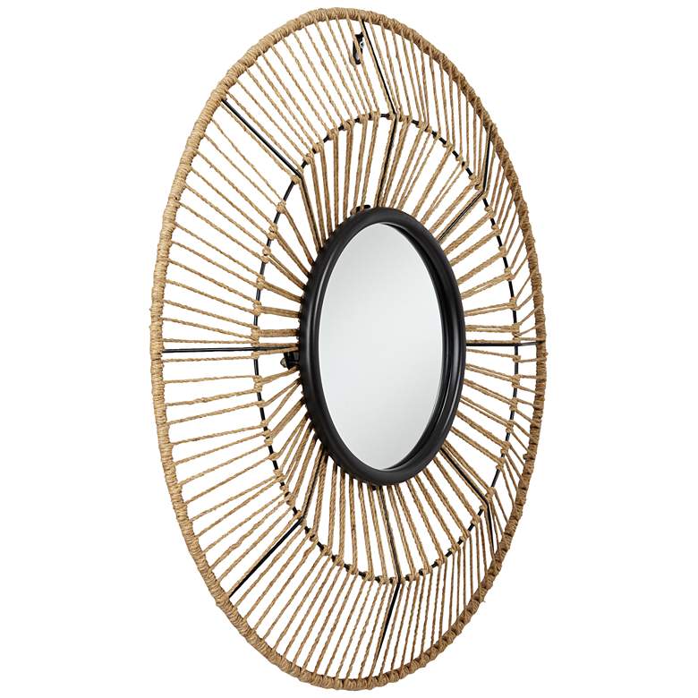 Jefferson Natural and Black 27 1/2&quot; Round Wall Mirror more views