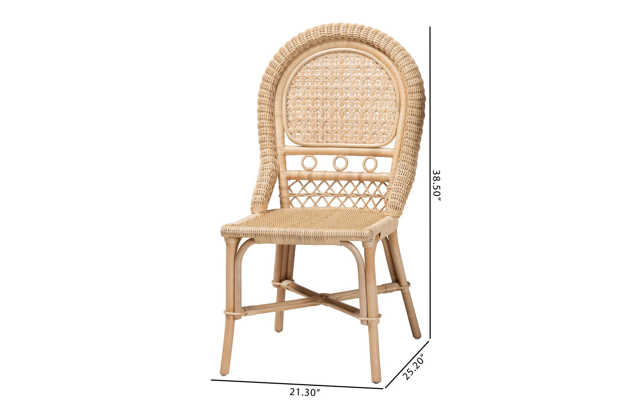 Jelita Natural Brown Rattan Dining Chairs Set of 2