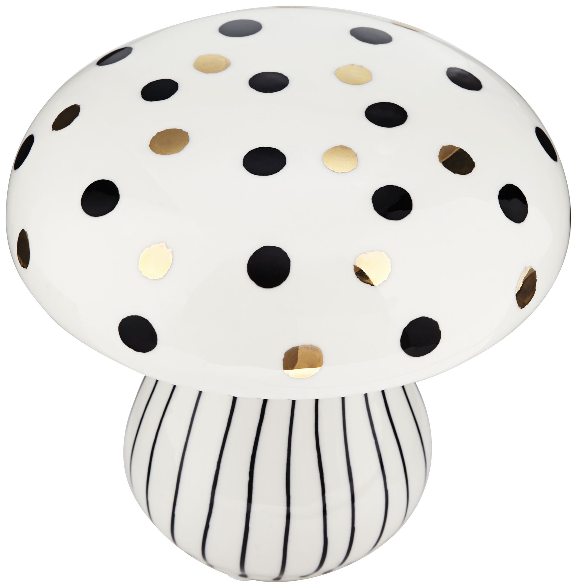 Image 6 Jemma 6" White Black Polka Dot Ceramic Mushroom Ornaments Set of 2 more views