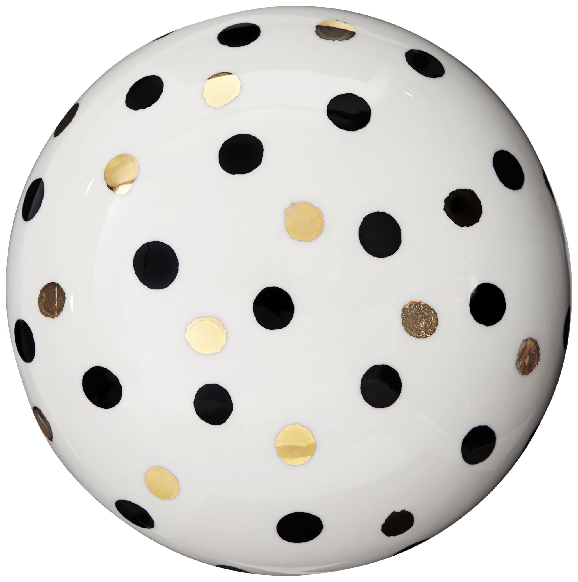 Image 7 Jemma 6" White Black Polka Dot Ceramic Mushroom Ornaments Set of 2 more views