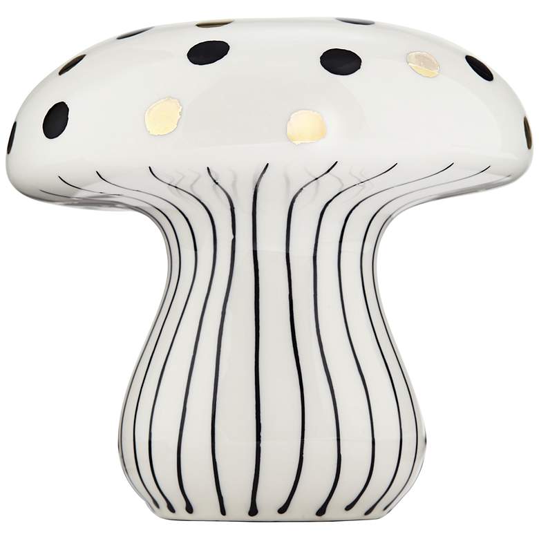 Image 5 Jemma 6" White Black Polka Dot Ceramic Mushroom Ornaments Set of 2 more views