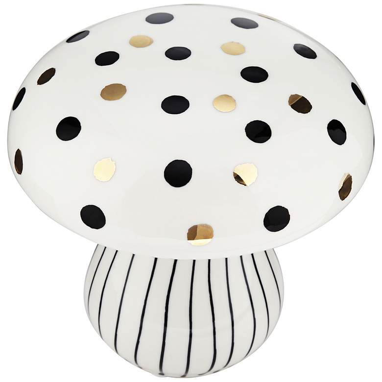 Image 6 Jemma 6" White Black Polka Dot Ceramic Mushroom Ornaments Set of 2 more views