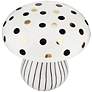 6_Jemma 6" White Black Polka Dot Ceramic Mushroom Ornaments Set of 2 more views