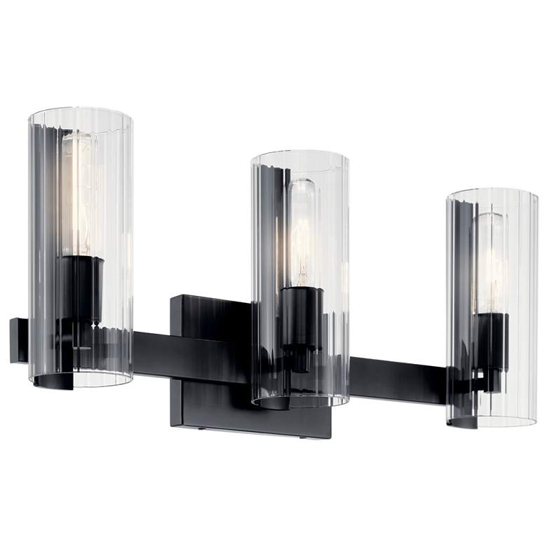 Image 1 Jemsa 22 3/4" Wide Black 3-Light Vanity Bath Light