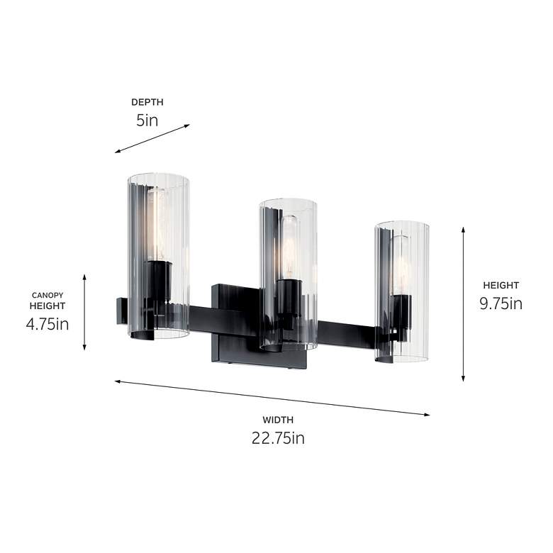 Image 6 Jemsa 22 3/4" Wide Black 3-Light Vanity Bath Light more views
