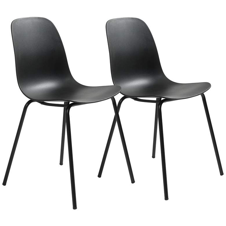 Image 1 Jenna Black Plastic Accent Chairs with Steel Legs Set of 2